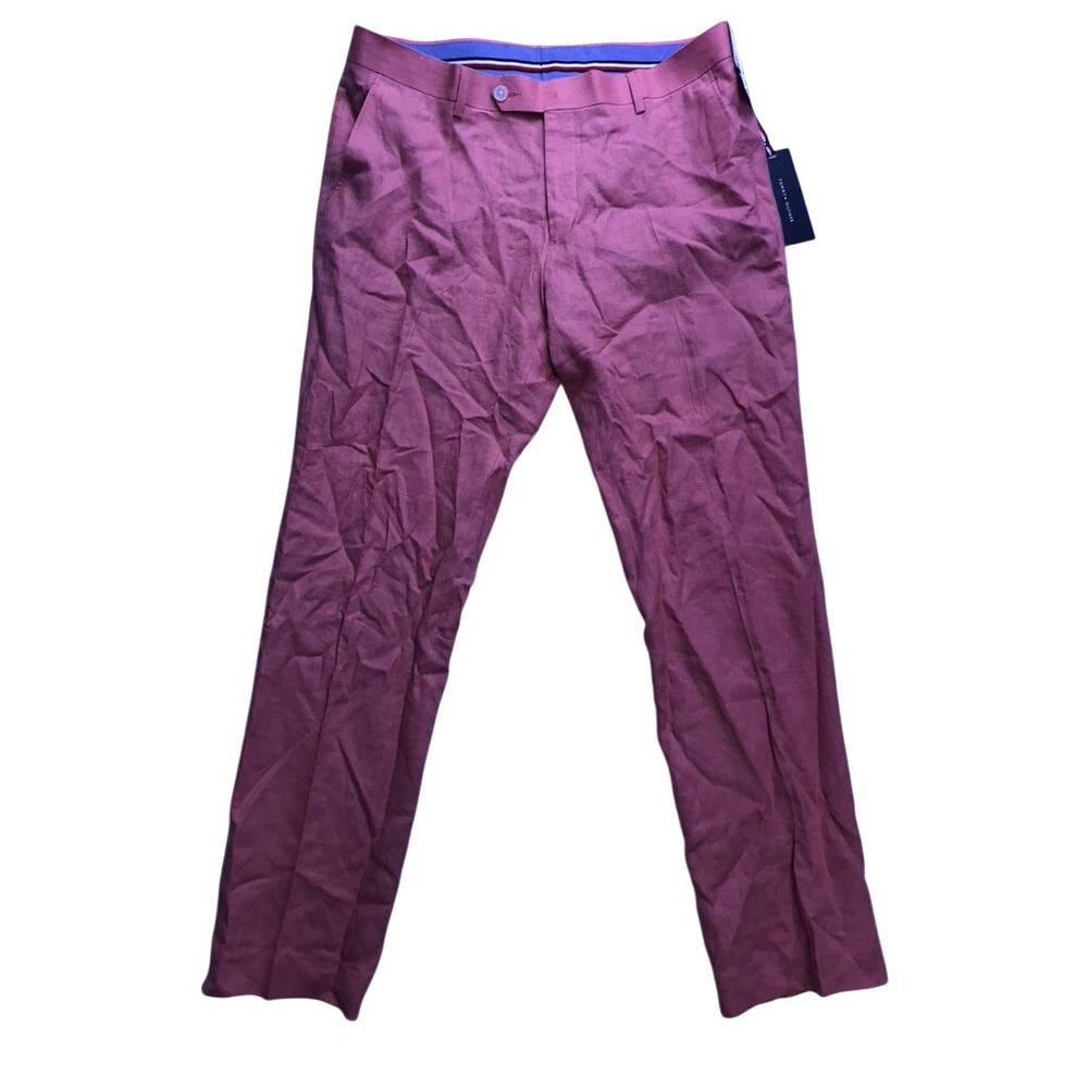 Tommy Hilfiger Dress Pants Mens 34x30 Light Red Linen Trousers HATHPH2C0006